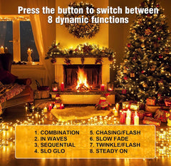 200 LED Christmas Connectable String Lights Outdoor Waterproof – Warm White Fairy Lights with Plug, Tree Lights for Patio, Garden, Bedroom, Wedding, Party, Decor (66FT)