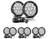 5.7 Inch Round 50W LED Driving Light w/ 16AWG DT Connector Wiring Harness 6500LM IP68 Spot Flood Combo Work Lamp for Offroad ATV UTV SUV Motorcycle Truck Tractor Boat (Pack of 4)