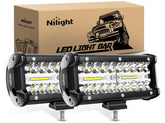 18022C-B 6.5Inch 2PCS 6.5 Inch 120W Spot & Flood Combo Bar Driving Waterproof Led Work Light Triple Rows Off-Road Truck Car ATV SUV Jeep Cabin Boat, 2 Years Warranty