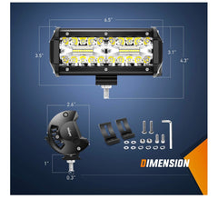 18022C-B 6.5Inch 2PCS 6.5 Inch 120W Spot & Flood Combo Bar Driving Waterproof Led Work Light Triple Rows Off-Road Truck Car ATV SUV Jeep Cabin Boat, 2 Years Warranty